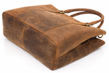 Full-Grain Brown Leather Shoulder Bag