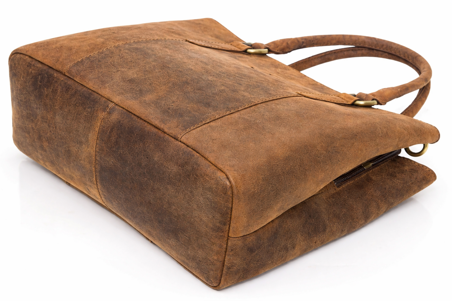 Full-Grain Brown Leather Shoulder Bag