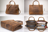 Full-Grain Brown Leather Shoulder Bag