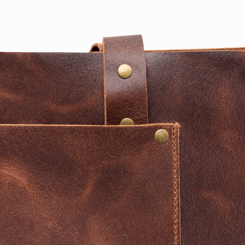 Brown Leather Tote Bag With Shoulder Straps