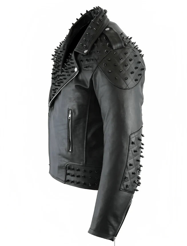 Men's Studded Motorcycle Leather Jacket