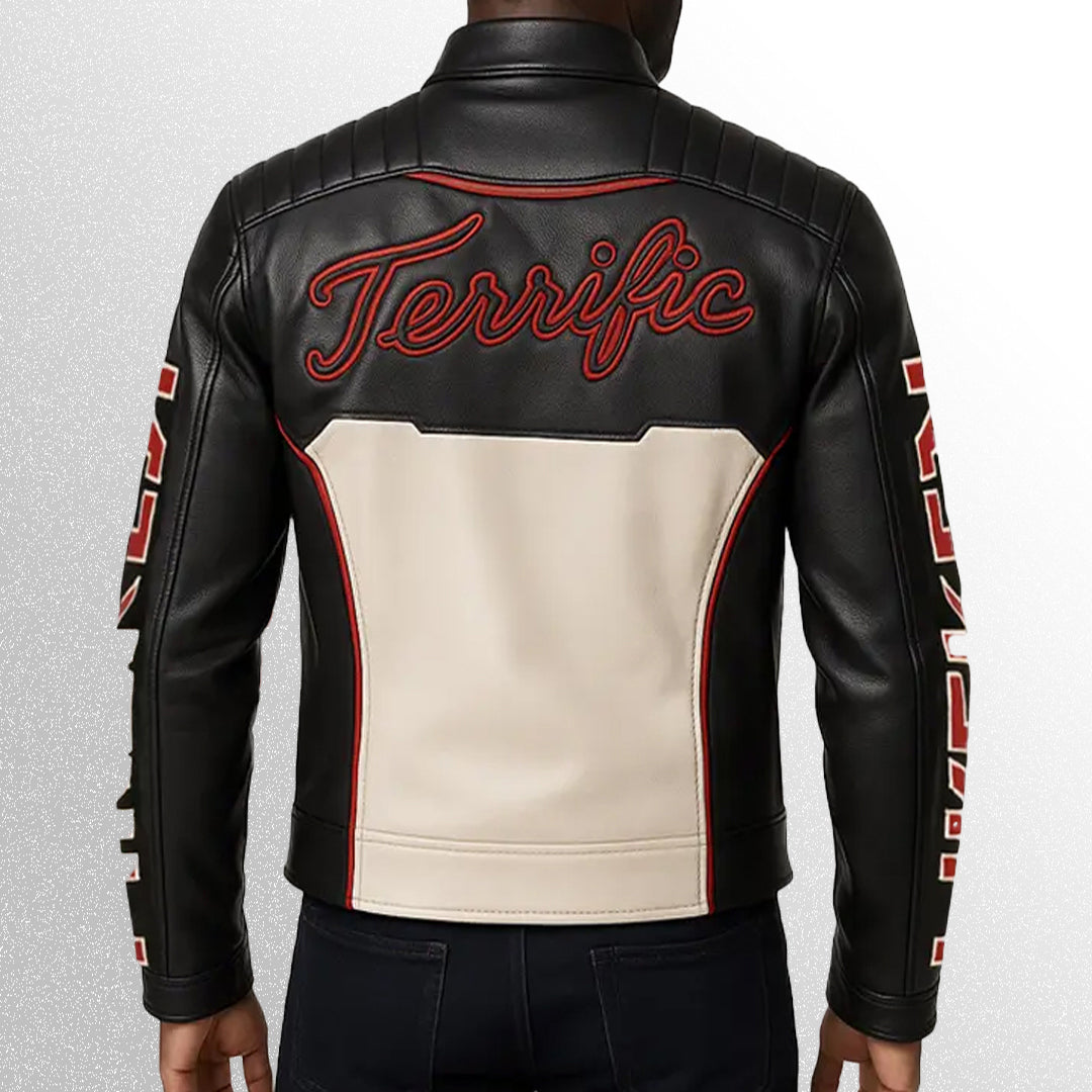 Superman back pose leather jacket 