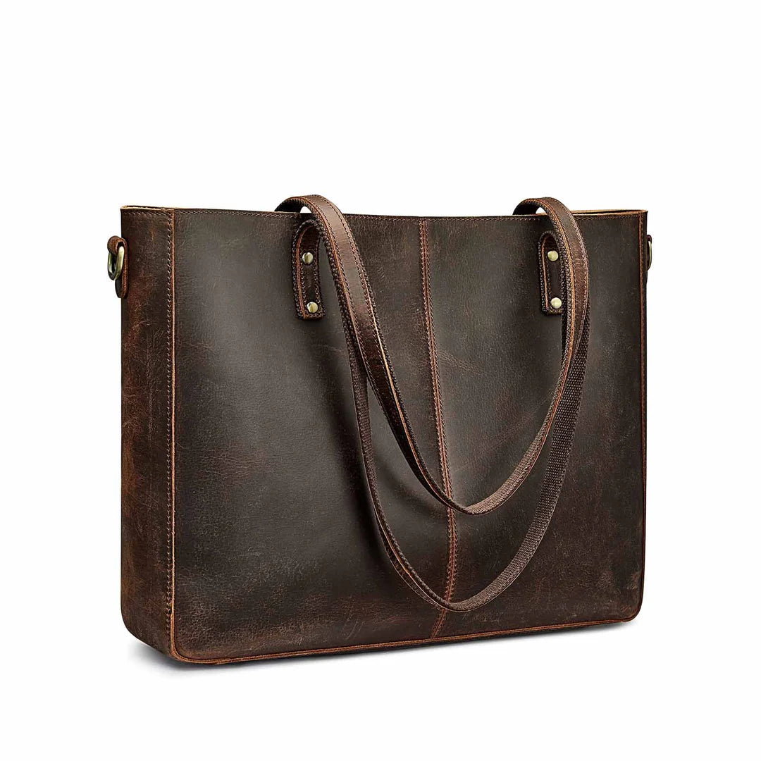 Vintage Full-grain Leather Tote Shoulder Bag for Women