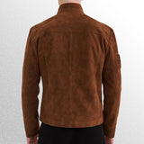 Brown suede leather jacket back