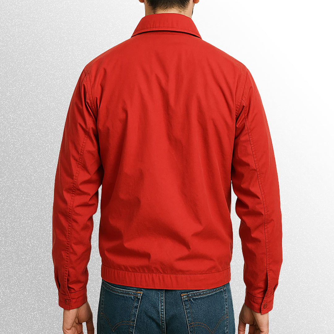 James dean red windbreaker jacket back view
