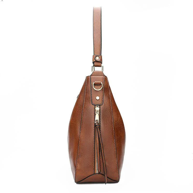 Leather Hobo Style Anti-Theft Handbag