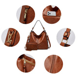 Leather Hobo Style Anti-Theft Handbag