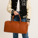 Real Brown Leather Travel Duffel Bag