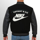 Lebron james tiffany & co black varsity jacket back image