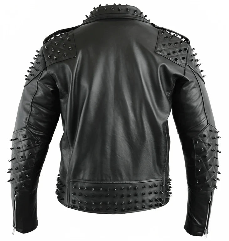 Men's Studded Motorcycle Leather Jacket