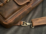 Vintage Brown Leather Crossbody Shoulder Sling Bag