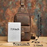 Vintage Brown Leather Crossbody Shoulder Sling Bag