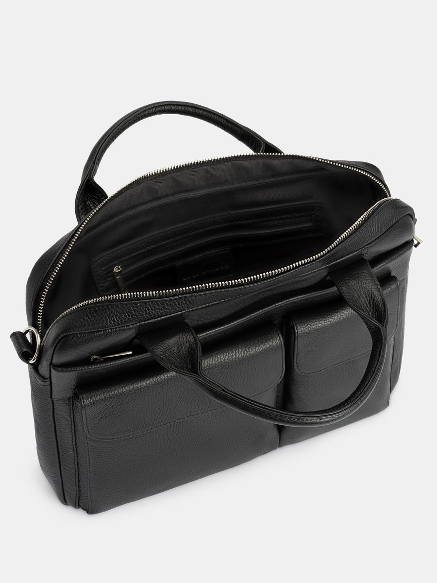 Black Leather Briefcase Handbag