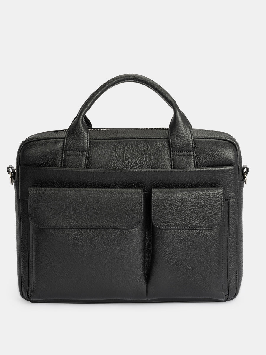Black Leather Briefcase Handbag