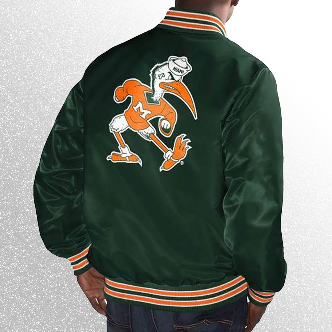 Miami hurricanes bomber jacket back