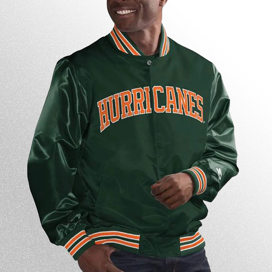 Miami hurricanes bomber satin jacket