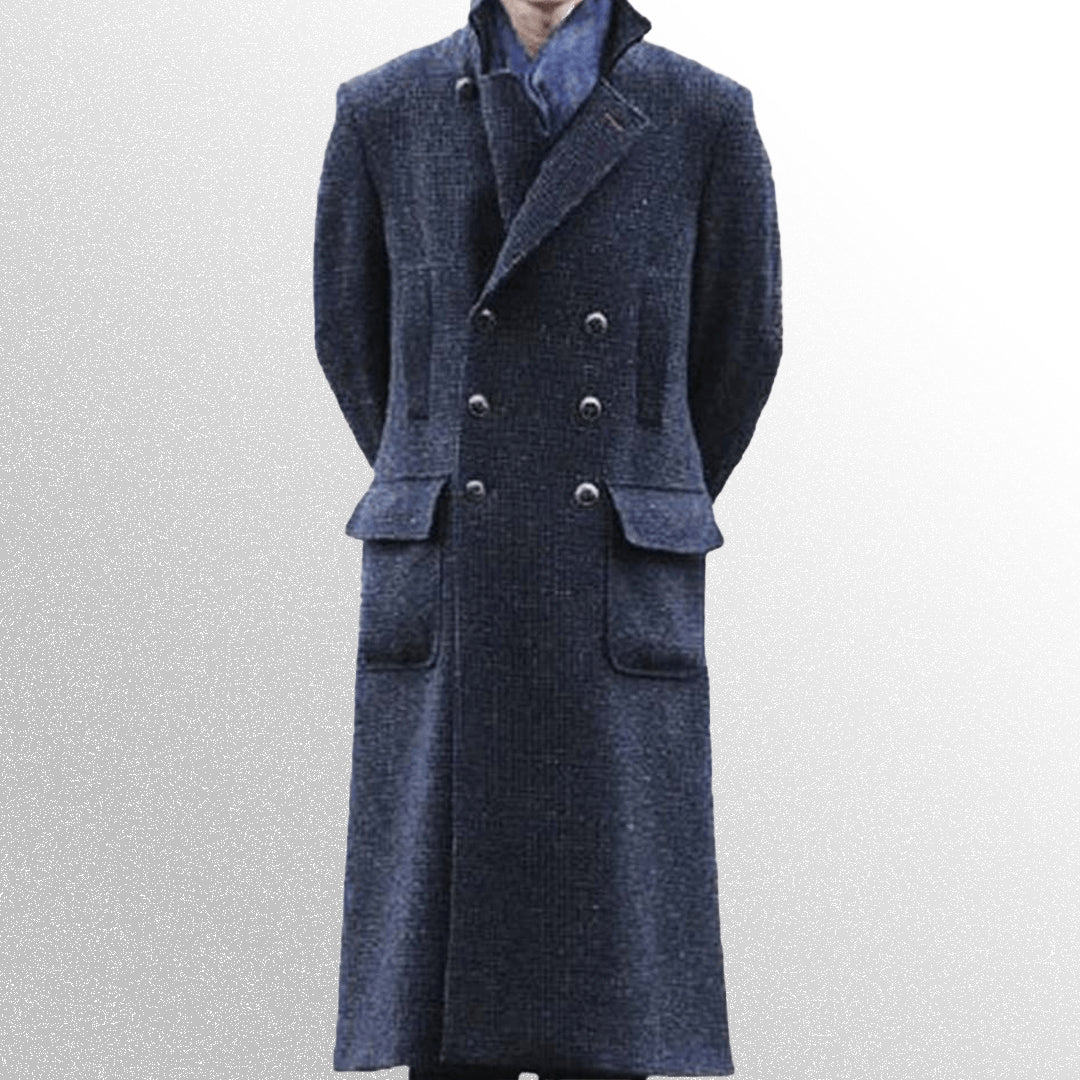 Private detective grey wool trench coat