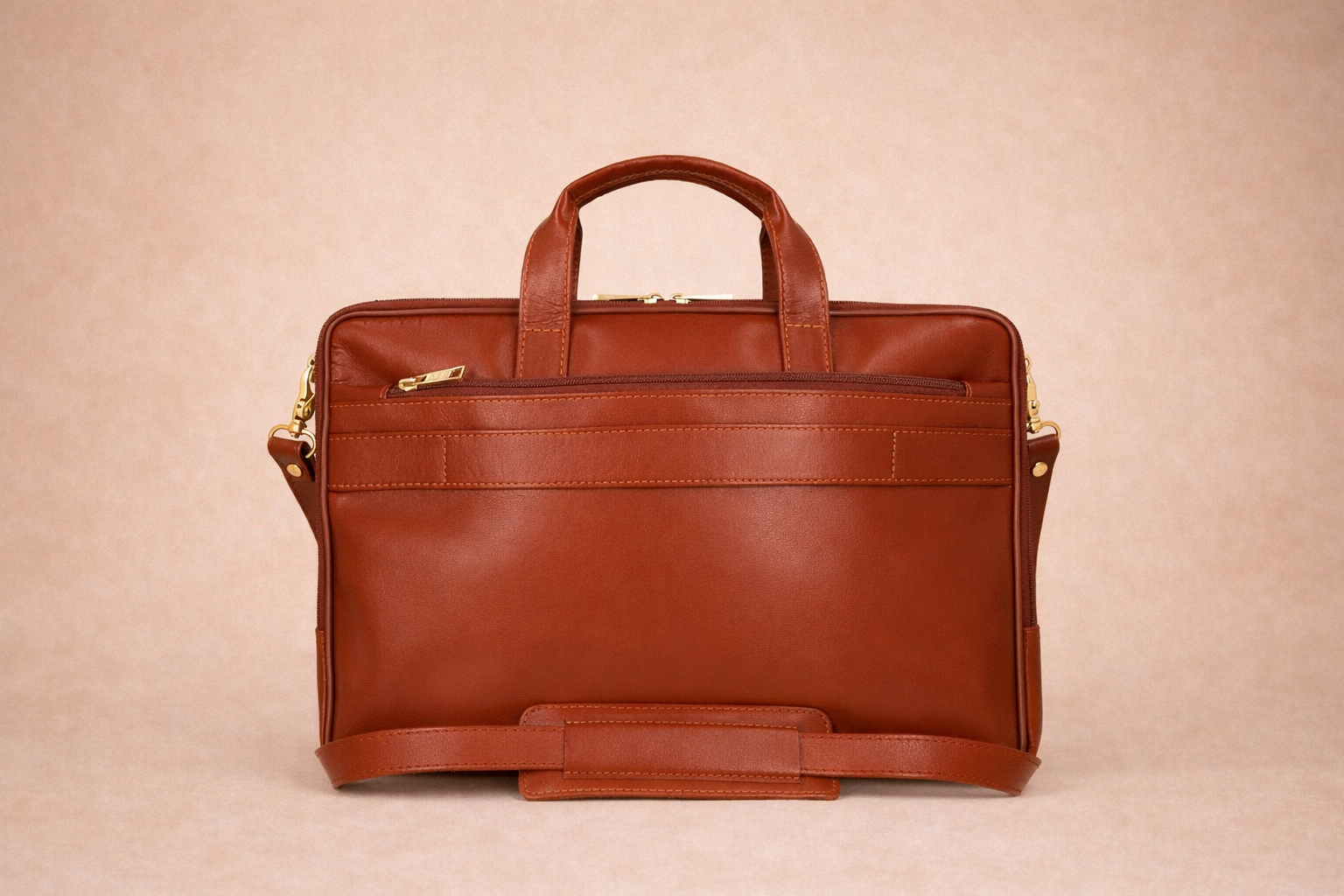 High-Quality Black Leather Laptop Bag