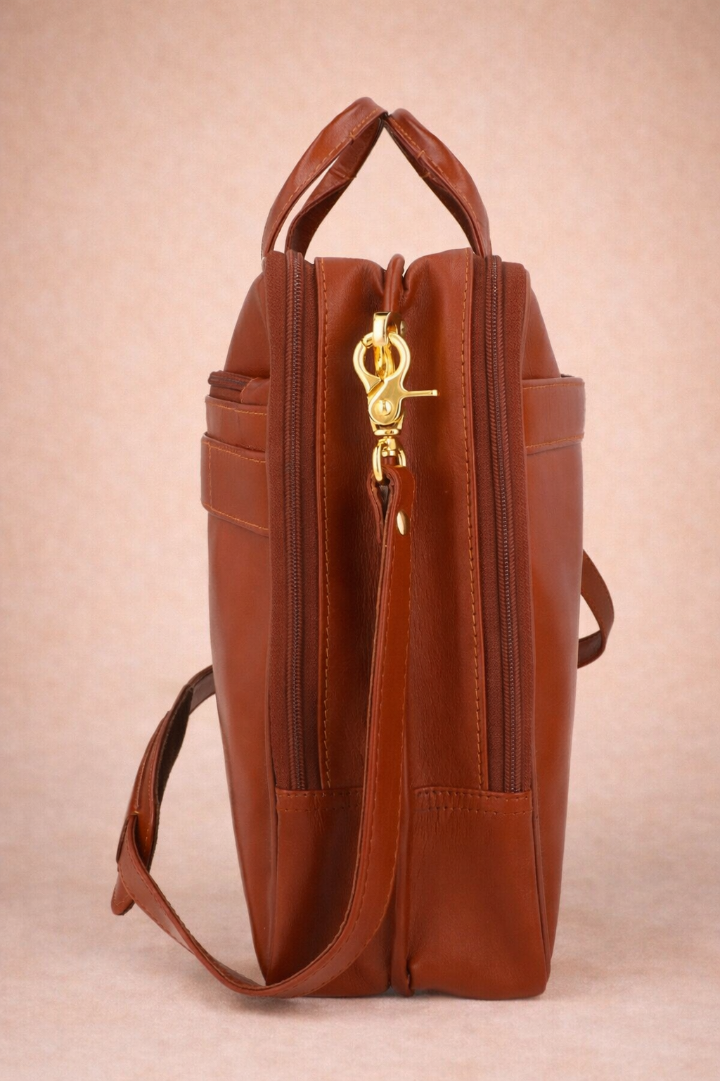 High-Quality Black Leather Laptop Bag