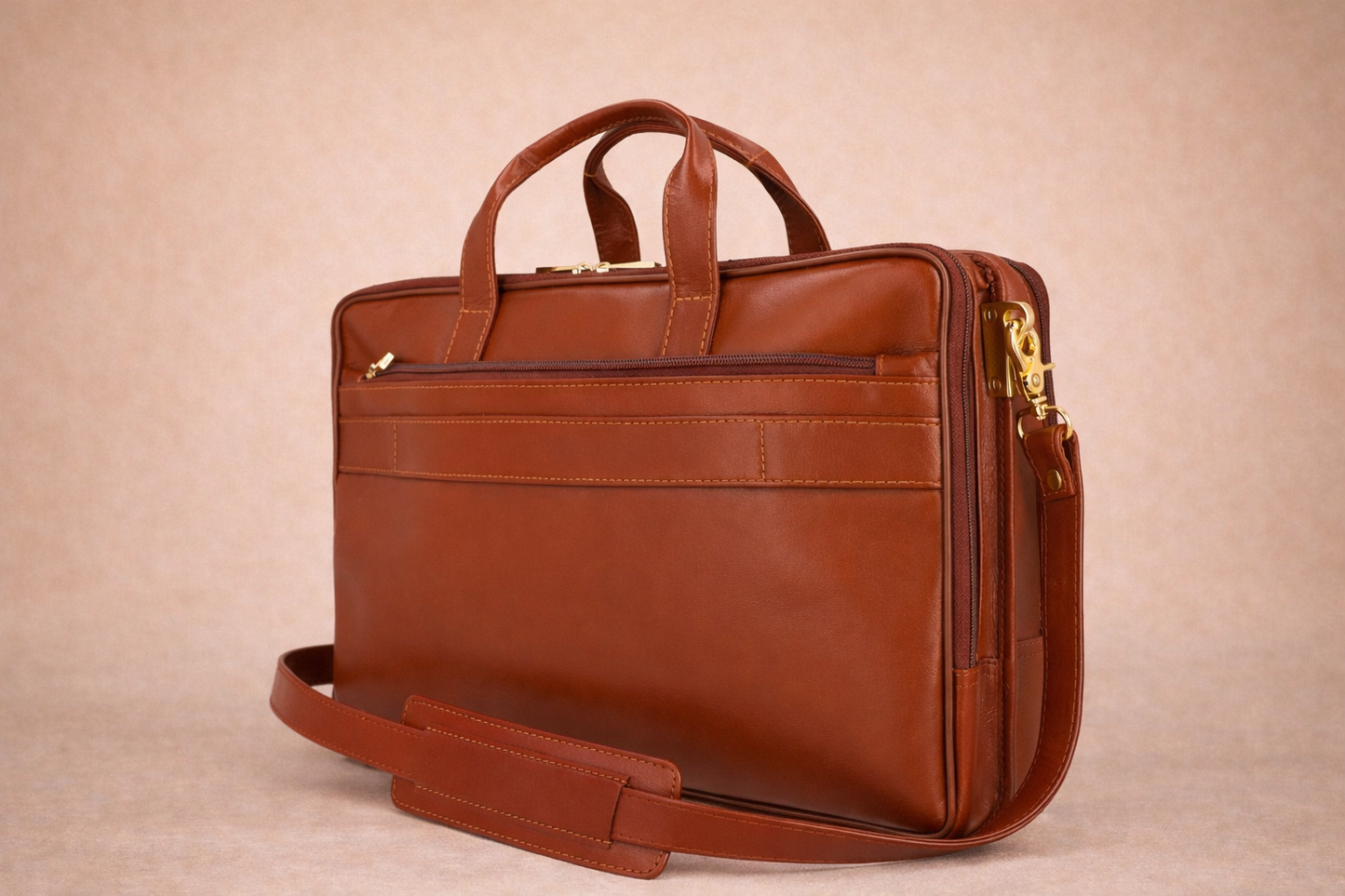 High-Quality Black Leather Laptop Bag