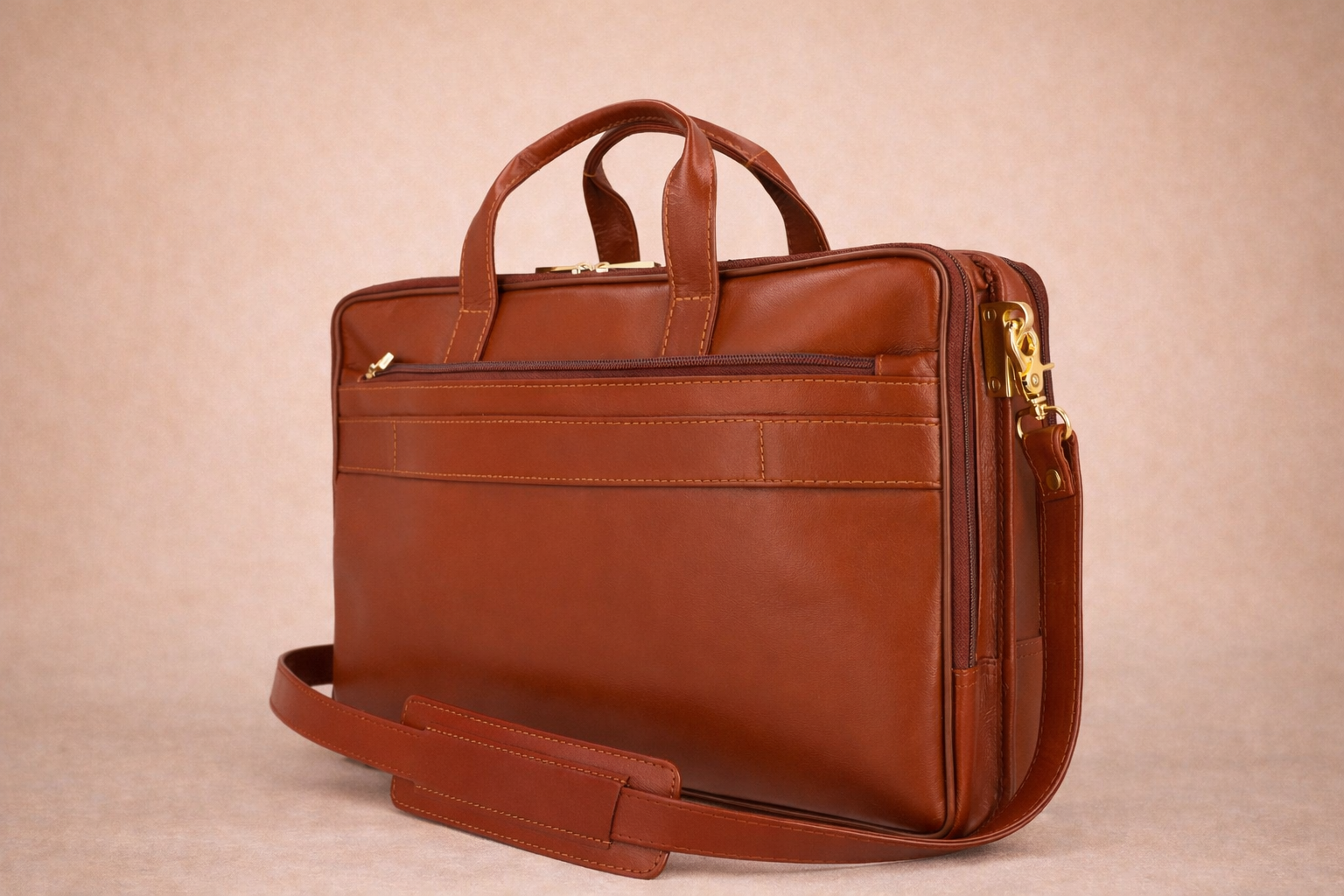 High-Quality Black Leather Laptop Bag