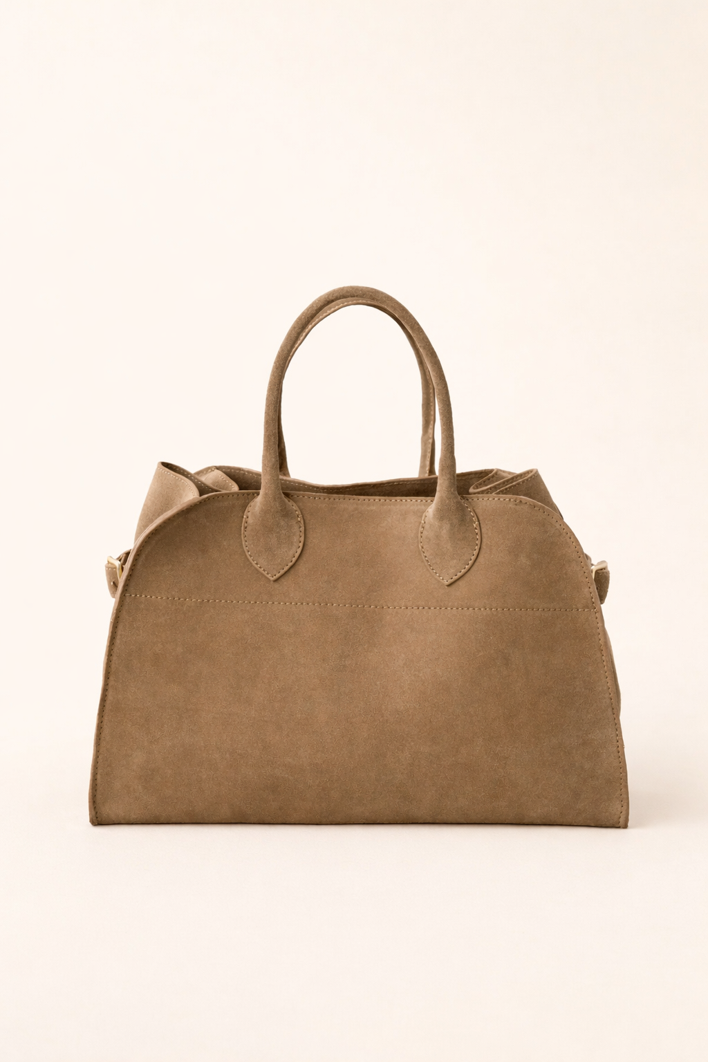 Suede Leather Handbag With Buckle Detail