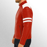 Tyler durden red leather jacket side pose