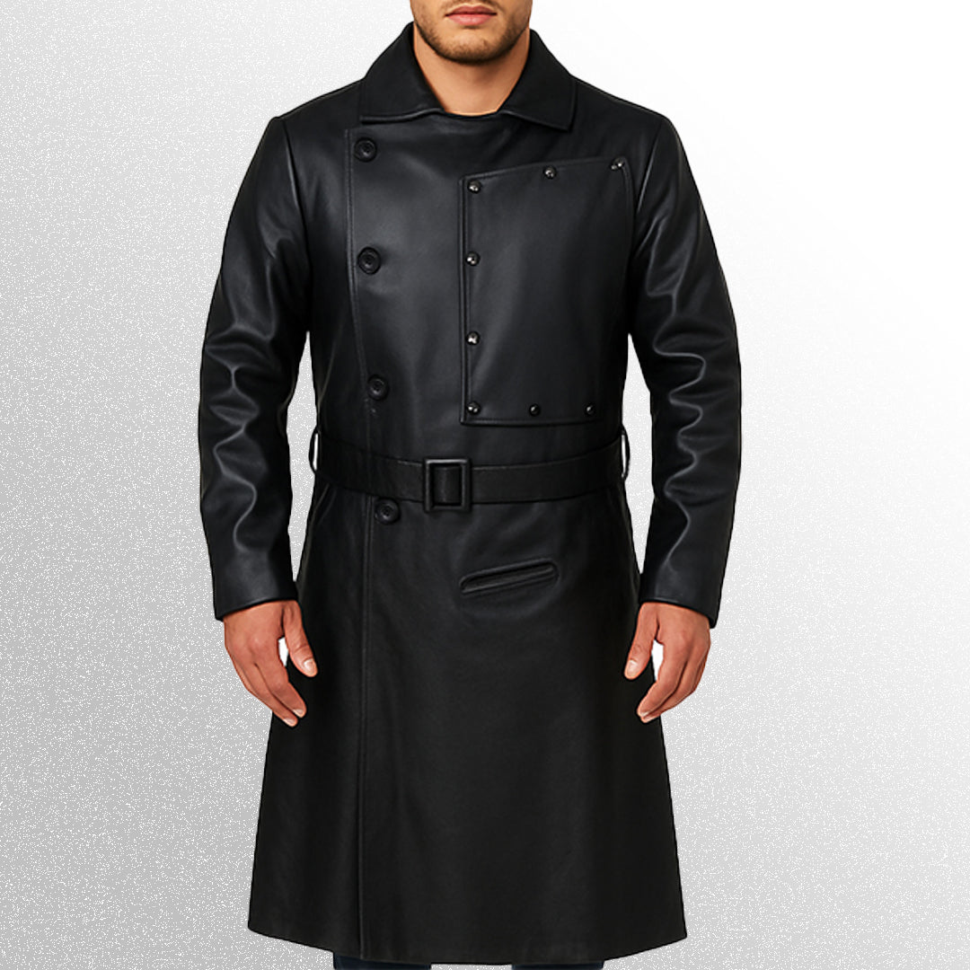 Willem dafoe the grand budapest leather coat