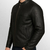 Black biker leather jacket